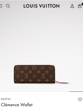 Louis Vuitton Brown Monogram Zip-Around Wallet with Pink Zip Pull